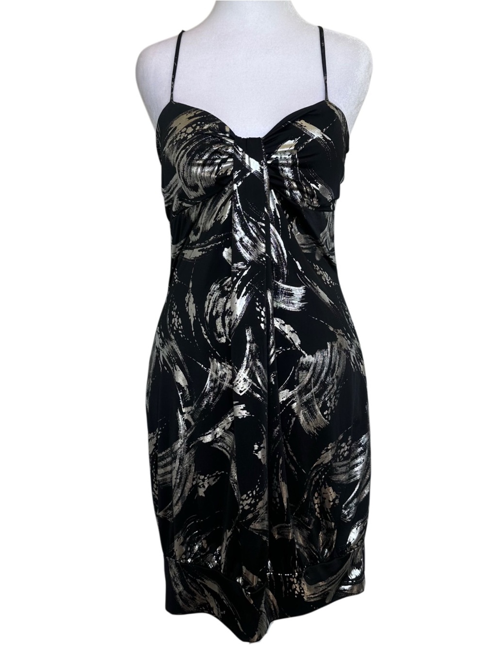 VTG Y2K Taboo Bubble Dress with Silver Metlallic Abstract Print